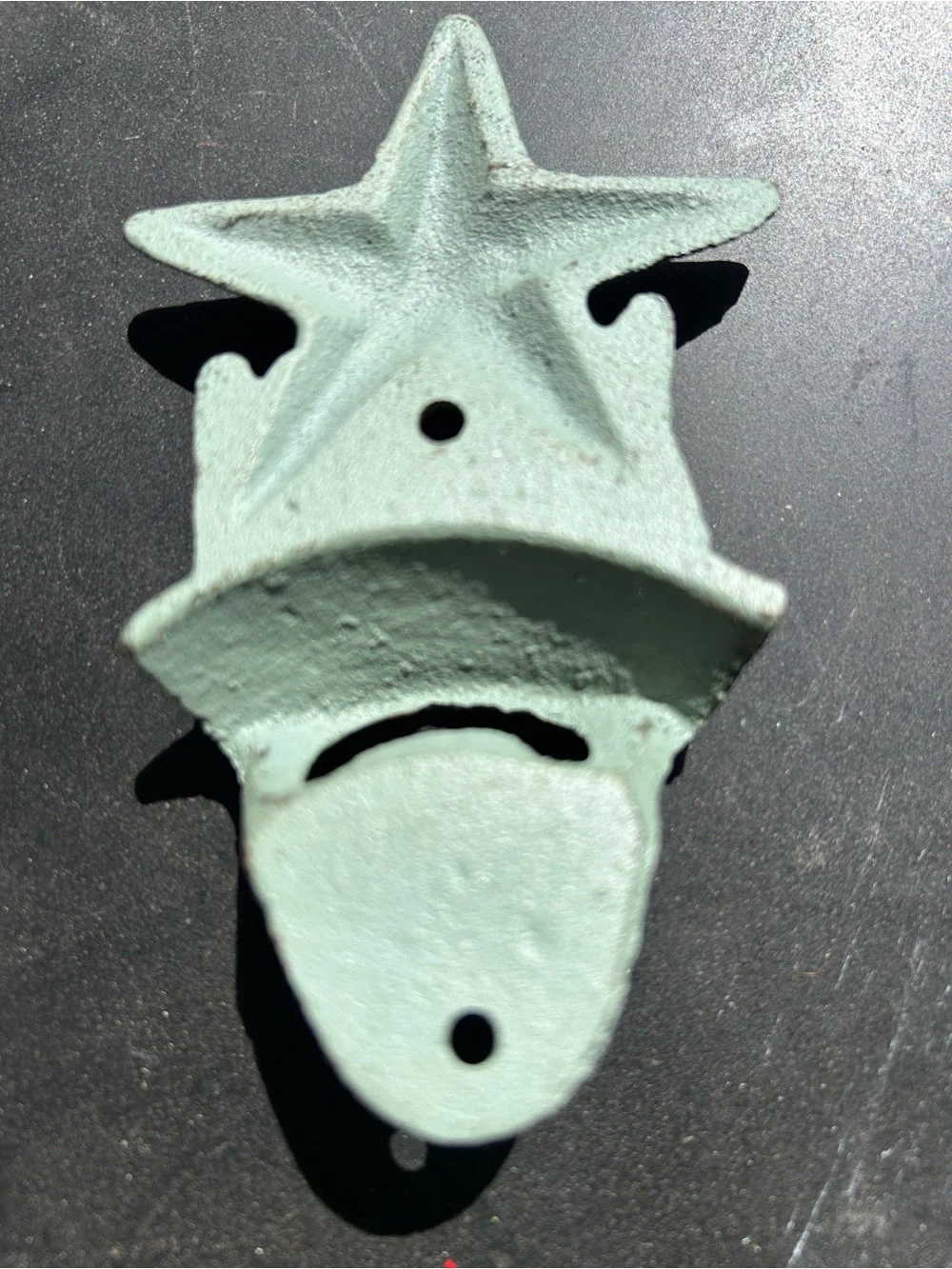 VTG Cast Iron Rustic Starfish Wall-Mount Bottle Opener - Green Patina-1 Starfish